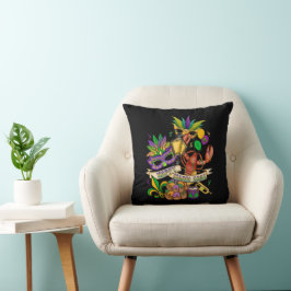 Happy Mardi Gras Throw Pillow Kissen