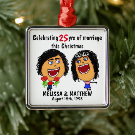 Happy Marriage Christmas Cartoon Ornament Aus Metall