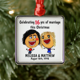 Happy Marriage Christmas Cartoon Ornament Aus Metall