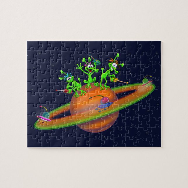 Happy Martians spielen ein Rennen in Saturn (Horizontal)