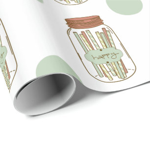 Happy Mason Glas und Strohpapier Geschenkpapier