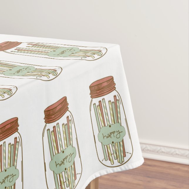 Happy Mauon Jar und Strohhalm Picknickdecke Tischdecke (Beispiel)