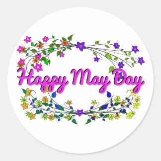 Happy May Day Runder Aufkleber