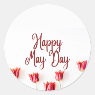 Happy May Day Runder Aufkleber