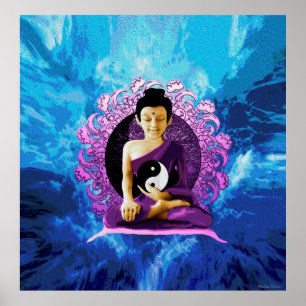 Happy Meditating Buddha Poster