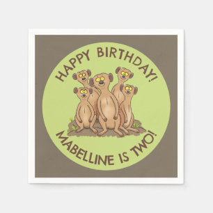 Happy meerkats personalisiert Geburtstag Cartoon Serviette
