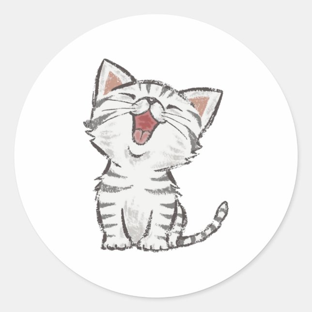 Happy Meining Kitten Runder Aufkleber (Vorderseite)
