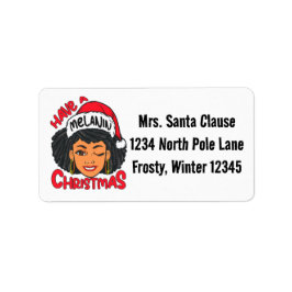 Happy Melanin Christmas Merry X-mas Black Sista Adressaufkleber