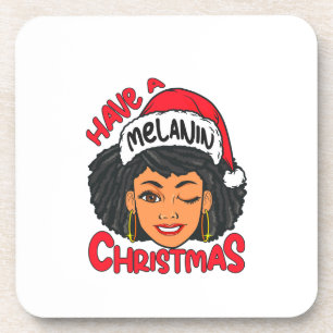 Happy Melanin Christmas Merry X-mas Black Sista Getränkeuntersetzer
