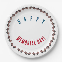 Happy Memorial Day American Flag Paper Plate Pappteller