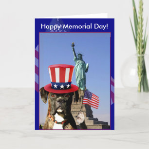 Happy Memorial Day boxer chien carte de voeux