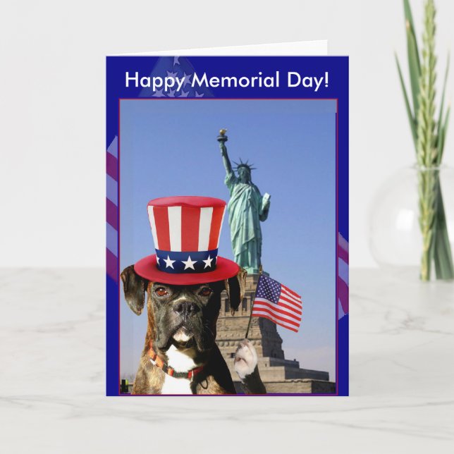 Happy Memorial Day Boxer Hundekarte Karte (Vorderseite)