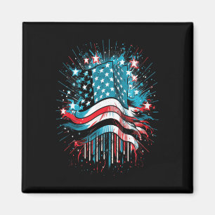 Happy Memorial Day Fireworks American Usa Flag Magnet