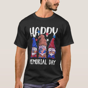 Happy Memorial Day Gnome Usa Flag American Patriot T-Shirt