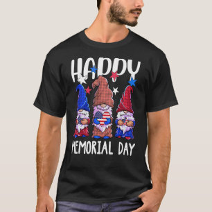Happy Memorial Day Gnome Usa Flag American Patriot T-Shirt