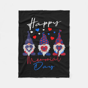 Happy Memorial Day mit US Flag Gnomes Fleecedecke