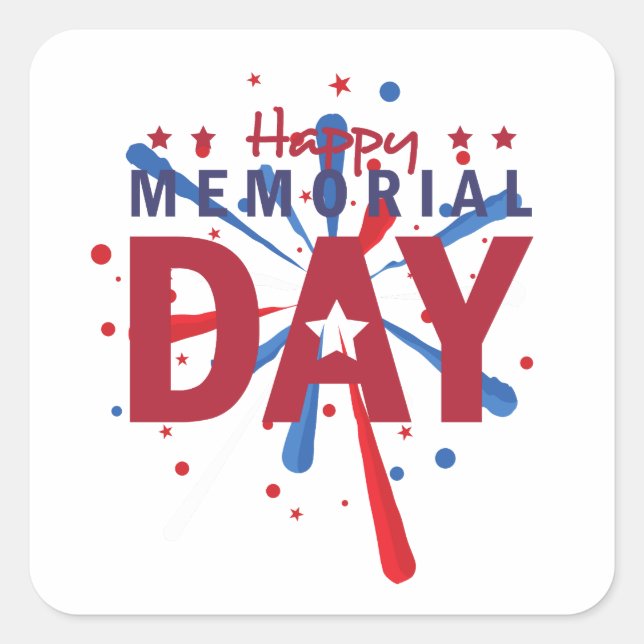 Happy Memorial Day Quadratischer Aufkleber (Vorderseite)