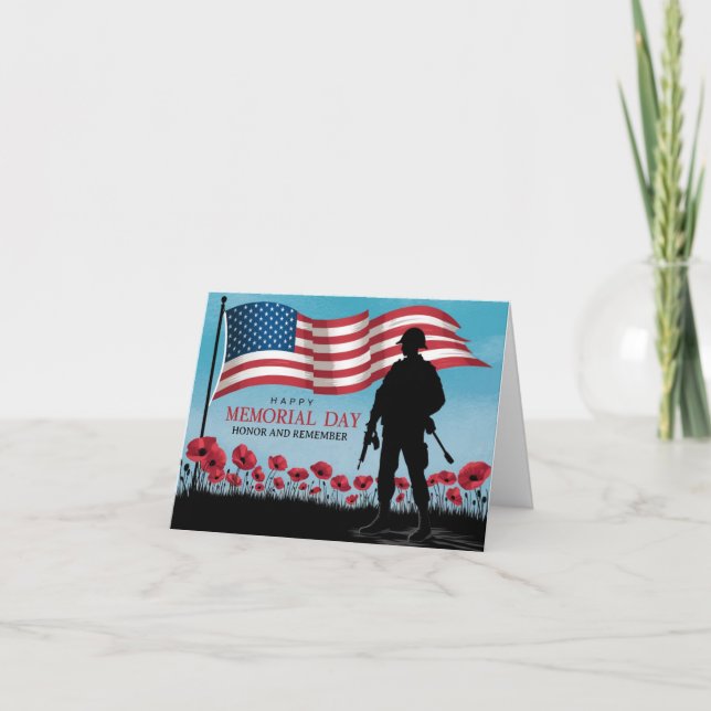Happy Memorial Day Red Poppies Military geflogen Karte (Vorderseite)