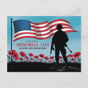 Happy Memorial Day Red Poppies Military Postkarte