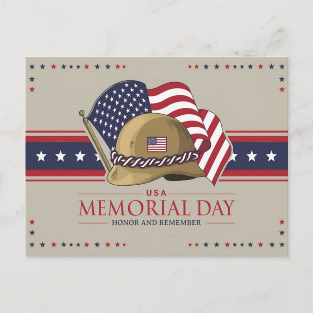 Happy Memorial Day USA Flag Militär Postkarte (Vorderseite)