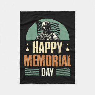 Happy Memorial Day Veteran Military Combat Fleecedecke