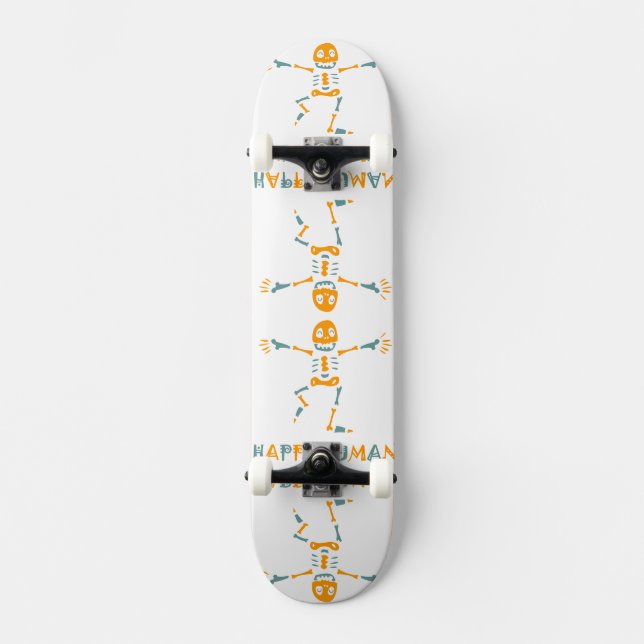 Happy menschliche Skelett Keramik Fliesen Skateboard (Vorderseite)