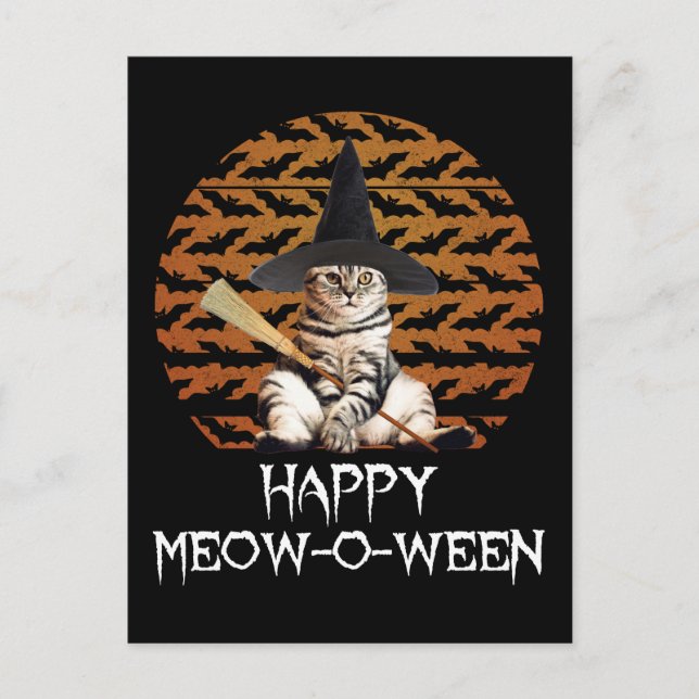 Happy Meow-o-ween Postkarte (Vorderseite)