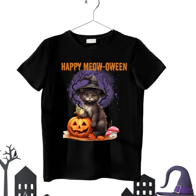 Happy Meow-Oween Halloween lustig T-Shirt (Von Creator hochgeladen)