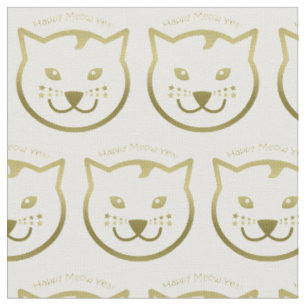 Happy Meow Year - Benutzerdefinierte Hintergrundfa Stoff
