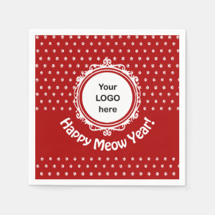 "Happy Meow Year" Cat Business Paper Napkin Serviette