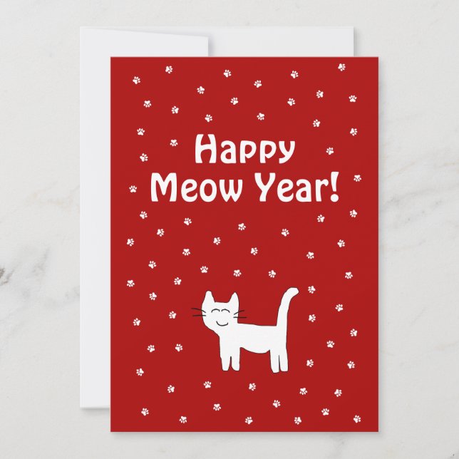"Happy Meow Year!" Weihnachtskarte Feiertagskarte (Vorderseite)