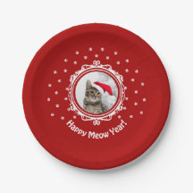 "Happy Meow Year"! Weihnachtsschild für Katzen
