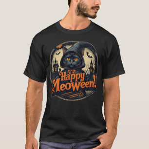 Happy Meoween Spooky Kitty Cat Halloween T - Shirt