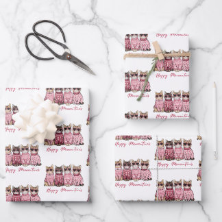 Happy Meowentine's Cats in Sweaters Valentines Geschenkpapier Set