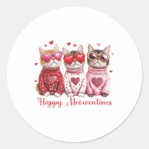 Happy Meowentines Day Funny Girls Cat Valentines D Runder Aufkleber