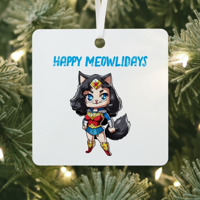 Happy Meowlidays Wonder Cat Ornament Aus Metall (InSitu)