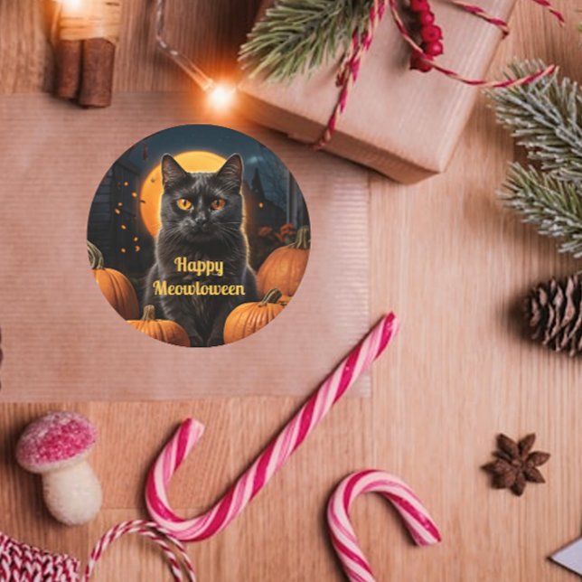 Happy Meowloween Cat Pumpkin Sticker (Von Creator hochgeladen)