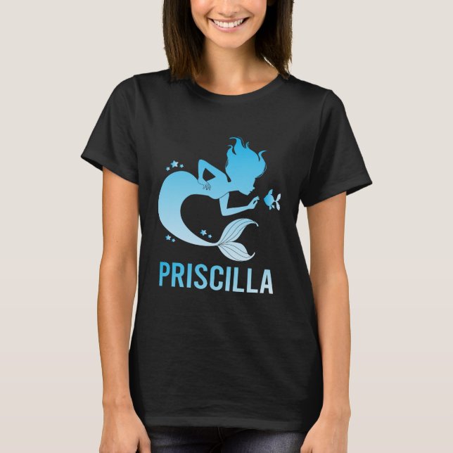 Happy Mermaid - Priscilla Name T-Shirt (Vorderseite)
