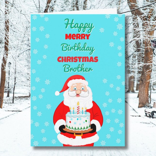 Happy Merry Birthday Weihnachten Weihnachtsmann Br Karte (Von Creator hochgeladen)