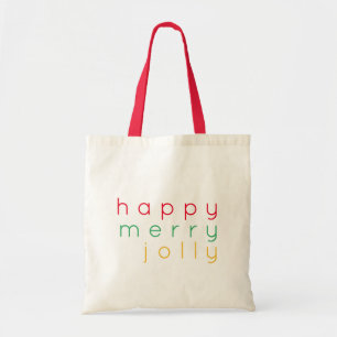 HAPPY MERRY JOLLY Budget Tote Bag / Red Tragetasche