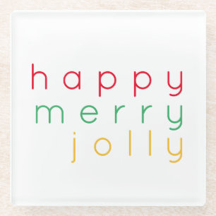 HAPPY MERRY JOLLY Glass Untersetzer