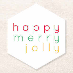 HAPPY MERRY JOLLY Point Hexagon Paper Untersetzer