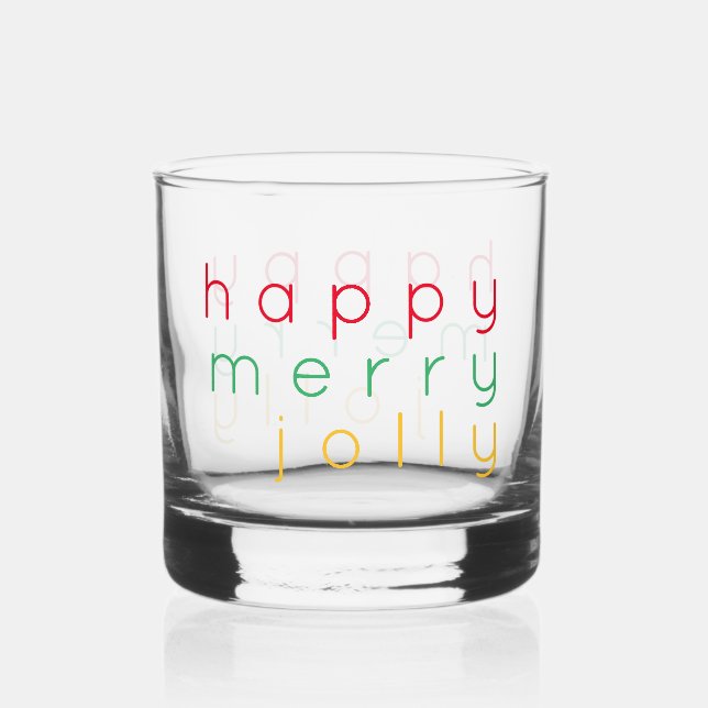 HAPPY MERRY JOLLY Rocks Glass Whiskyglas (Vorderseite)