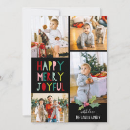 Happy Merry Joyful | WeihnachtsfotoCollage Feiertagskarte