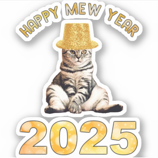 Happy Mew Year 2025 Aufkleber (Vorderseite)