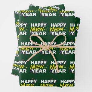 Happy Mew Year - New Year Cat Lover Geschenkpapier Set