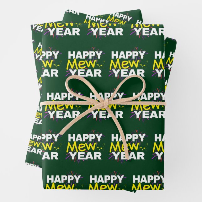 Happy Mew Year - New Year Cat Lover Geschenkpapier Set (Beispiel)