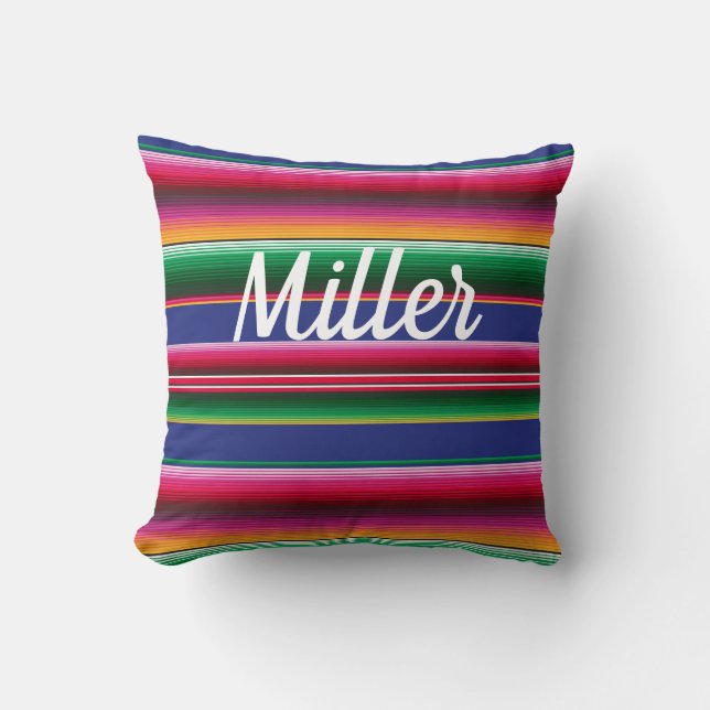 Happy Mexican Serape Print Pillow Name Kissen (Vorderseite)