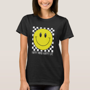Happy Mind Happy Life 70er Smile Checkered Happy S T-Shirt