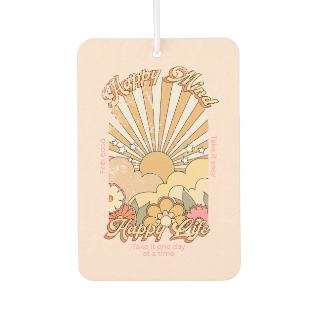 Happy Mind Happy Life Hippy Groovy Vibes Autolufterfrischer (Vorderseite)